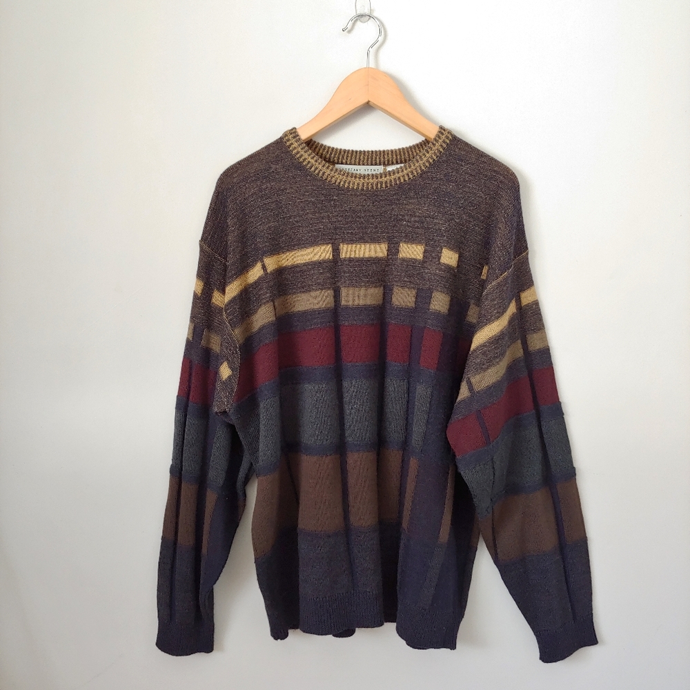 Vintage Geoffrey Beene Wool Blend Crewneck Sweater Size XL Multicolour